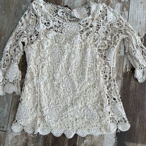 Elegant Cream Lace Women's Top by Vivid Importers.